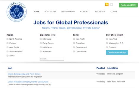International Development Jobs Search .
